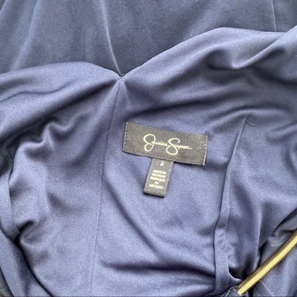 Navy Jessica Simpson Halter Necklace Dress - Picture 6 of 8